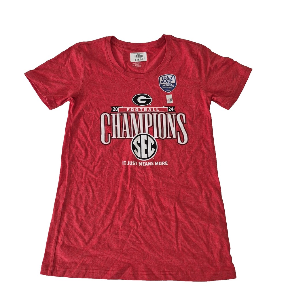 Georgia Bulldogs Shirt Womens Small 2024 SEC Football Champions NCAA Blue 84 Tee
